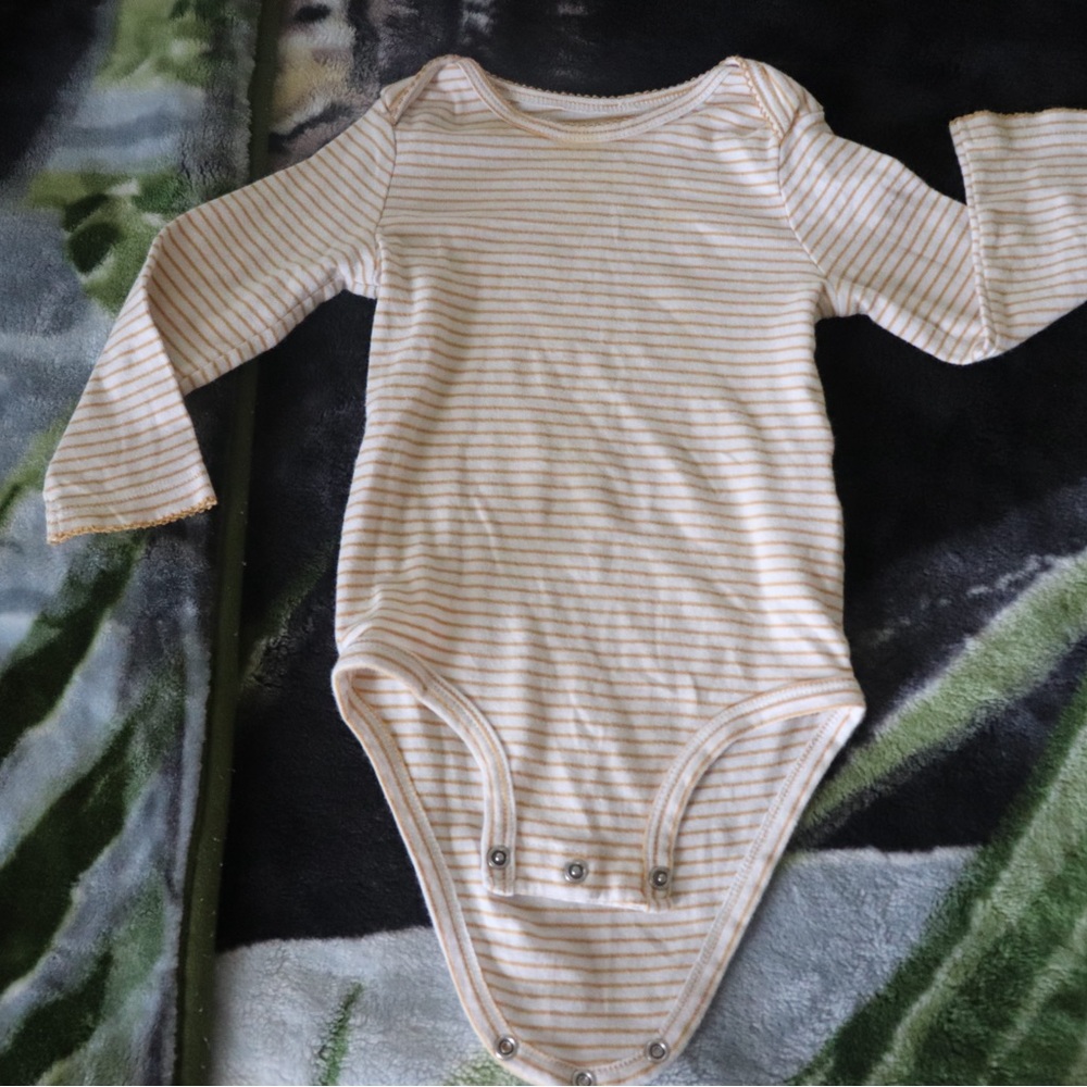 18M Baby One Piece White Yellow Stripes Girl